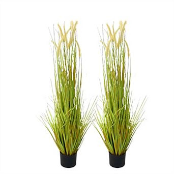 2 pc 4FT Artificial Grass Plants Tall Indoor Outdoor Artificial Plants in Pot