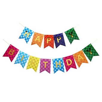 Birthday Bunting Banner, Birthday Sign Letters Banner for Party Supplies Multicolored