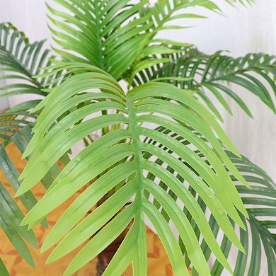 2pcs Artificial Palm Tree, 7ft Realistic Palm Tree With 15pcs Leaves