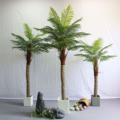 2pcs Artificial Palm Tree, 7ft Realistic Palm Tree With 15pcs Leaves