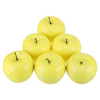 6 pc Artificial Apples Faux Apples Bulk, Fake Apples Lifelike Simulation Fruit for Home Yellow