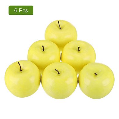 6Pcs Artificial Apples Faux Apples Bulk, Fake Apples Lifelike Simulation Fruit for Home Yellow