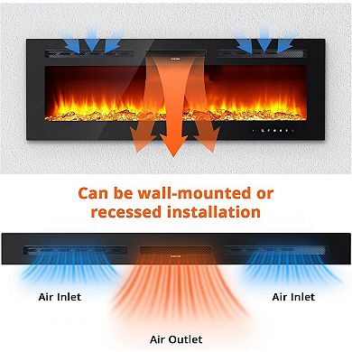 50" Electric Fireplace in-Wall Recessed and Wall Mounted