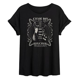 Juniors' Stevie Ray Vaughan Guitar Oversized Tee