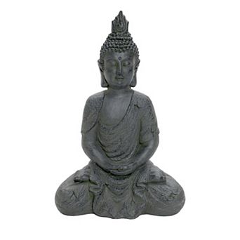 LuxenHome Meditating Buddha Statue, 21" Large Fiber Stone Zen Sculptures, Indoor Outdoor Zen Decor