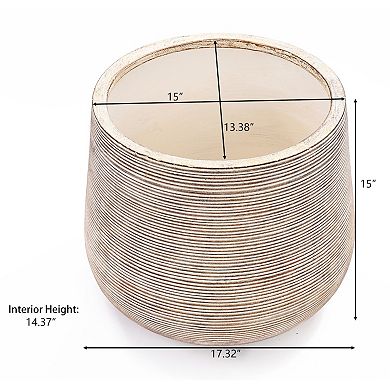 LuxenHome Distressed Tan MgO Tapered Round Pot Planter