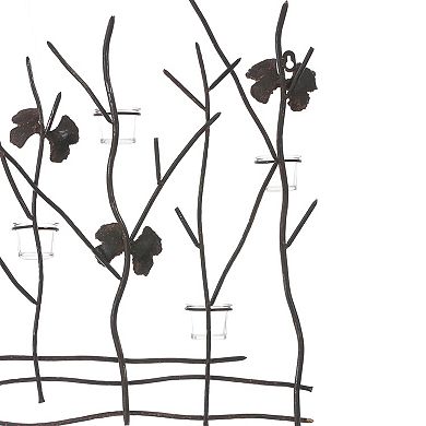 LuxenHome Metal Nature Branches Wall Decor with 8 Tea Light Glass Candle Holders
