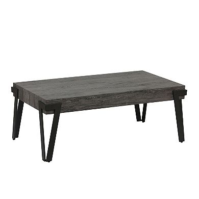 LuxenHome Gray Oak Manufactured Wood and Metal 43-Inch Wide Coffee Table