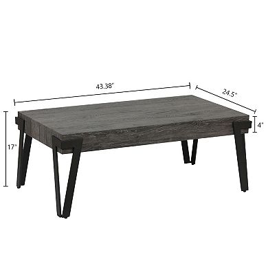 LuxenHome Gray Oak Manufactured Wood and Metal 43-Inch Wide Coffee Table