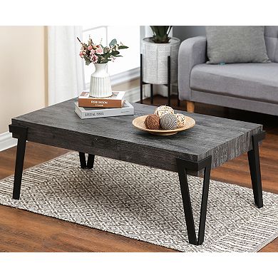 LuxenHome Gray Oak Manufactured Wood and Metal 43-Inch Wide Coffee Table