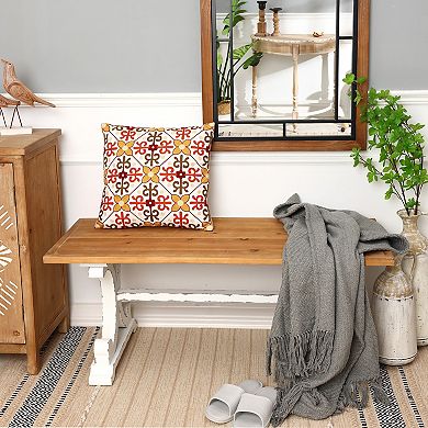 LuxenHome Farmhouse White and Natural Wood 45-Inch Coffee Table