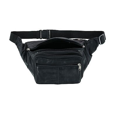 CTM Leather Large Organizer Fanny Waist Pack