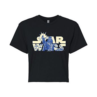 Juniors' Star Wars Darth Vader & Stormtroopers Logo Rebels Cropped Tee