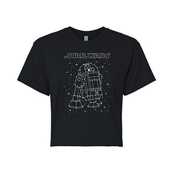 Juniors' Star Wars R2D2 Constellation Cropped Tee