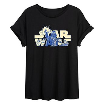 Juniors' Star Wars Logo Empire Oversized Tee