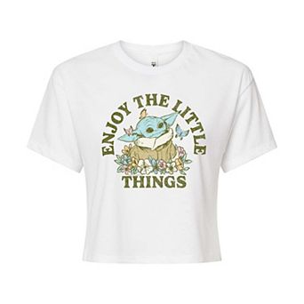 Juniors' The Mandalorian Grogu The Little Things Cropped Tee