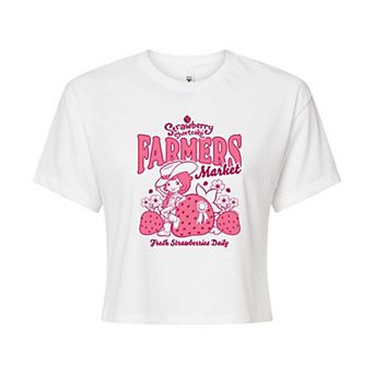 Juniors' Strawberry Shortcake Farmers Market Cropped Tee