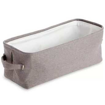 Gray Jute Fabric Storage Bin Basket Container 16"x6"x5.25"