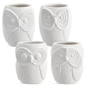 Ceramic Succulent Planters With Owl Designs DIY Paint Set of 4