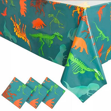 Disposable Dinosaur Tablecover Birthday Party Decor 54 x 108" 3 Pack