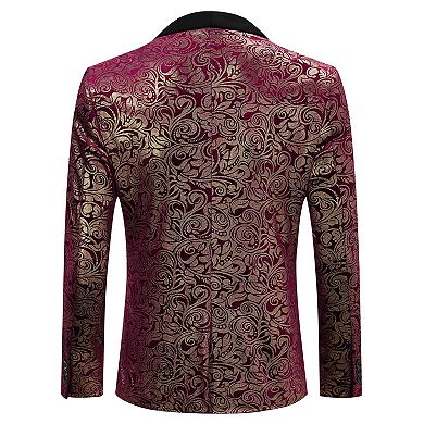 Mens Floral Tuxedo Suit Jacket Stylish Dinner Blazer Jackets for Wedding Party Prom