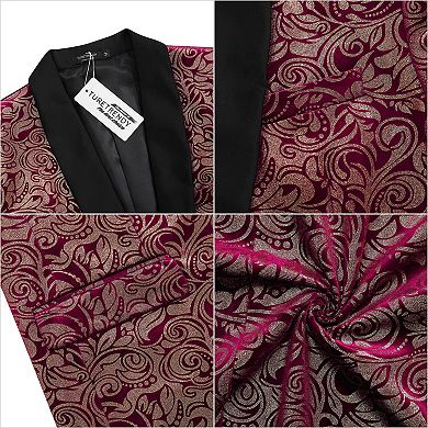 Mens Floral Tuxedo Suit Jacket Stylish Dinner Blazer Jackets for Wedding Party Prom