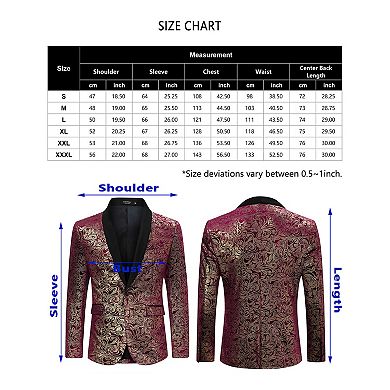 Mens Floral Tuxedo Suit Jacket Stylish Dinner Blazer Jackets for Wedding Party Prom