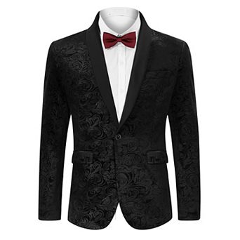 Mens Floral Tuxedo Suit Jacket Stylish Dinner Blazer Jackets for Wedding Party Prom