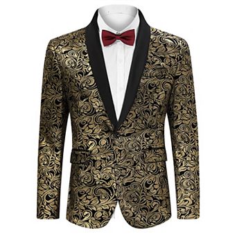 Mens Floral Tuxedo Suit Jacket Stylish Dinner Blazer Jackets for Wedding Party Prom