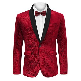 Mens Floral Tuxedo Suit Jacket Stylish Dinner Blazer Jackets for Wedding Party Prom