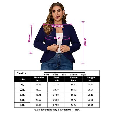 Womens Plus Size Casual Long Sleeve Blazer Open Front Cardigan Work Office Jacket Suit Blazer