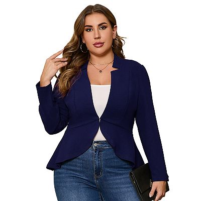 Womens Plus Size Casual Long Sleeve Blazer Open Front Cardigan Work Office Jacket  Suit Blazer