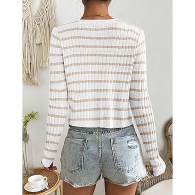 Womens Tie Front Cardigan Long Sleeve Rib Knit Shrug for Dress Sweaters Crop Tops
