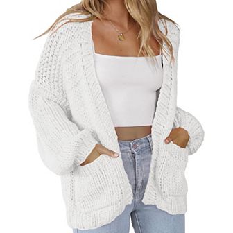 Womens Tie Front Cardigan Long Sleeve Rib Knit Shrug for Dress Sweaters Crop Tops