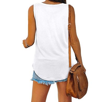 Women's V-Neck Sleeveless Solid Color Casual Tank Top