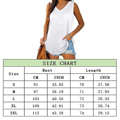 Women's V-Neck Sleeveless Solid Color Casual Tank Top