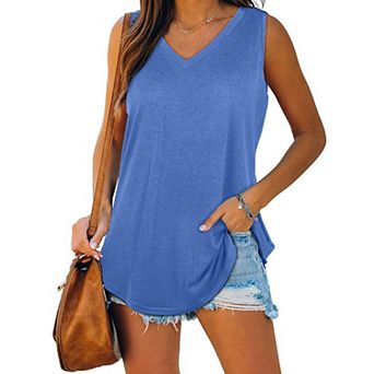 Women's V-Neck Sleeveless Solid Color Casual Tank Top