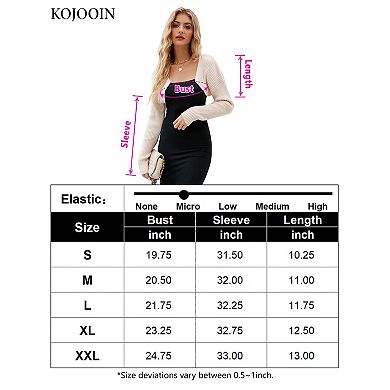 KOJOOIN Women's Sweater Shrug - Open Front Ribbed Knit Cropped Bolero Cardigan Long Sleeve