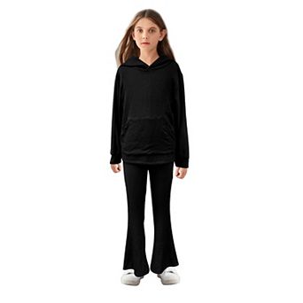 Girls' Clothing Sets Long Sleeve Crop Tops Hoodies and Flare Sweatpants Outfits Size 4-13 Years