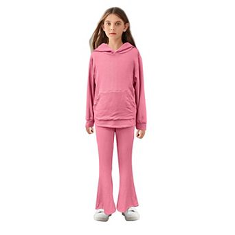 Girls' Clothing Sets Long Sleeve Crop Tops Hoodies and Flare Sweatpants Outfits Size 4-13 Years