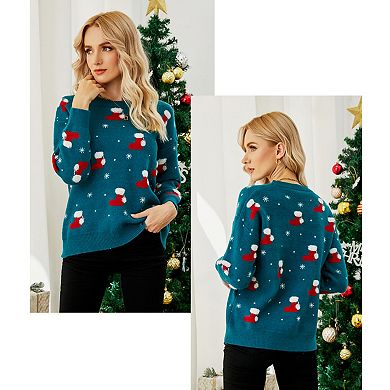 Women's Christmas Sweatshirts Stockings Sundae Hat Graphic Ugly Sweaters Long Sleeve Pullover