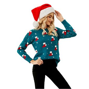 Women's Christmas Sweatshirts Stockings Sundae Hat Graphic Ugly Sweaters Long Sleeve Pullover