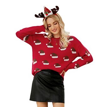 Women's Christmas Sweatshirts Stockings Sundae Hat Graphic Ugly Sweaters Long Sleeve Pullover