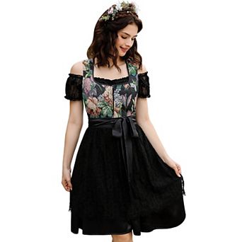 Women 3 pc Bavarian Oktoberfest Costumes Traditional Vintage German Dirndl Dress