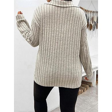 Womens Plus Size Knit V Neck Sweaters Long Sleeve Tunic Tops Shirts Casual Sweatshirt Trendy