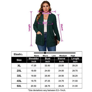 Womens Plus Size Open Front Cardigan Long Sleeve Sweaters Tops Fall Coat Outerwear with Pockets