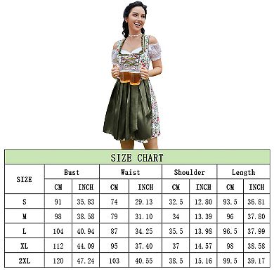 Women German Dirndl Dress Traditional Bavarian Beer Garden 3 Pieces Oktoberfest Costumes