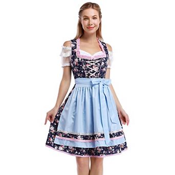 Women's Oktoberfest Dress 3 pc Dirndl Dress Costumes for Bavarian Carnival Halloween