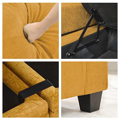 SERWALL Chenille Single Storage Sofa Chair with a Removable Ottoman