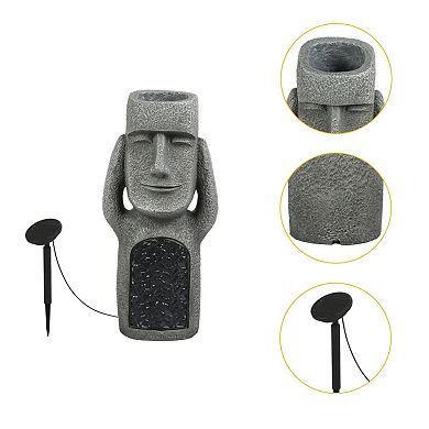 LuxenHome See, Hear, Speak No Evil Set of 3 Garden Easter Island Solar Statues